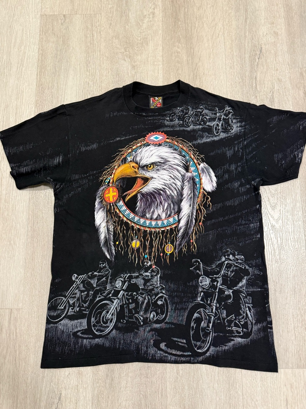 Vintage 1995 3D Emblem Sturgis Black Hills Rally Eagle Biker T Shirt L USA